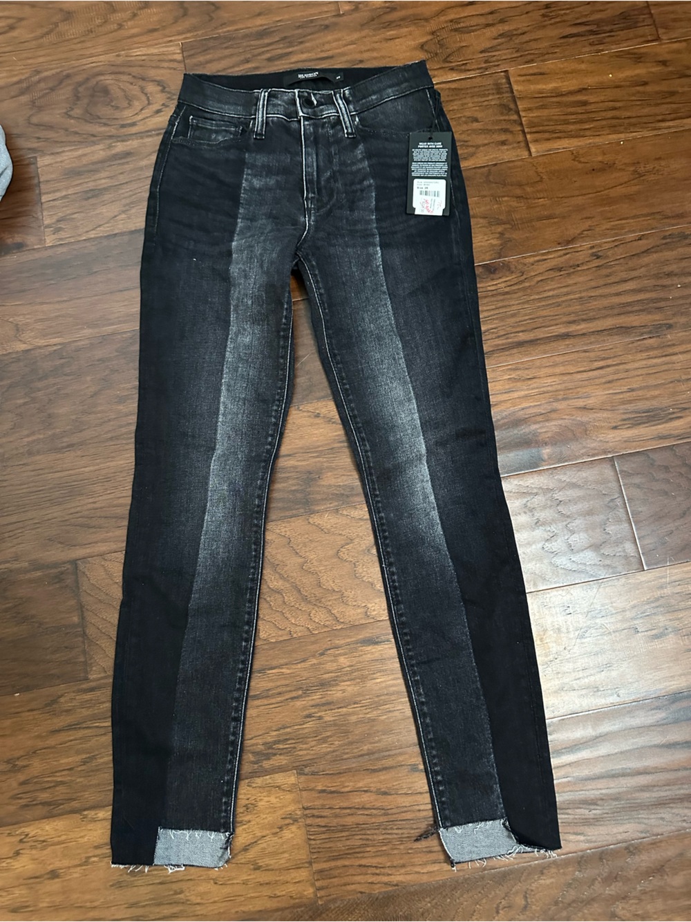 Hudson Jeans Men's Black Washed Skinny Jeans with Center Fade